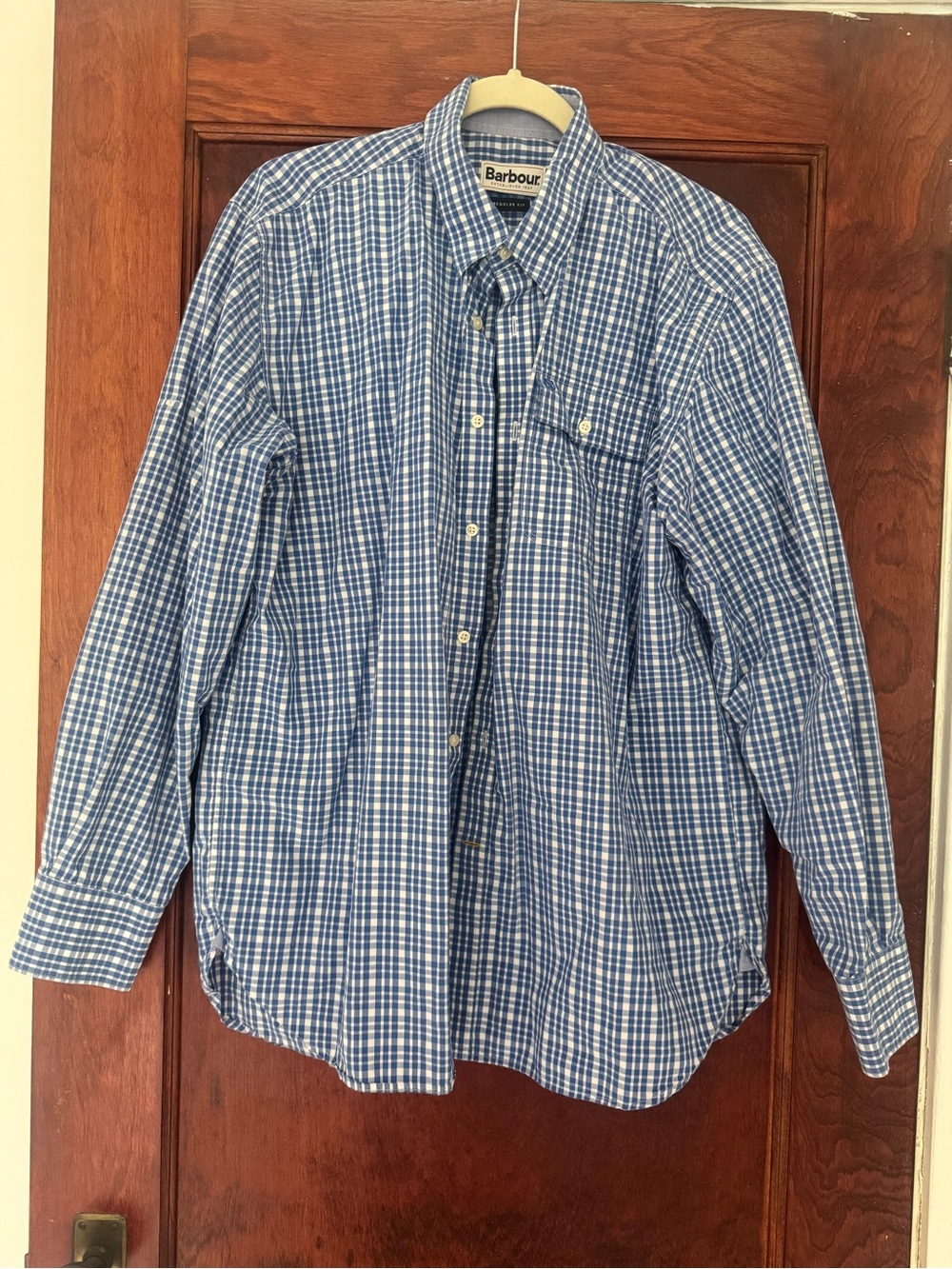 Barbour Blue and White Gingham Button-Up Shirt